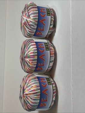 FFF Multicolor Yarn - White with Pink, Green & Yellow set of 3